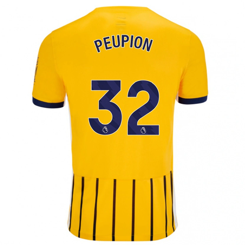 Danxen Kvinder Cameron Peupion #32 Guldblå ​​Nålestriber Udebane Spillertrøjer 2024/25 Trøje T-Shirt