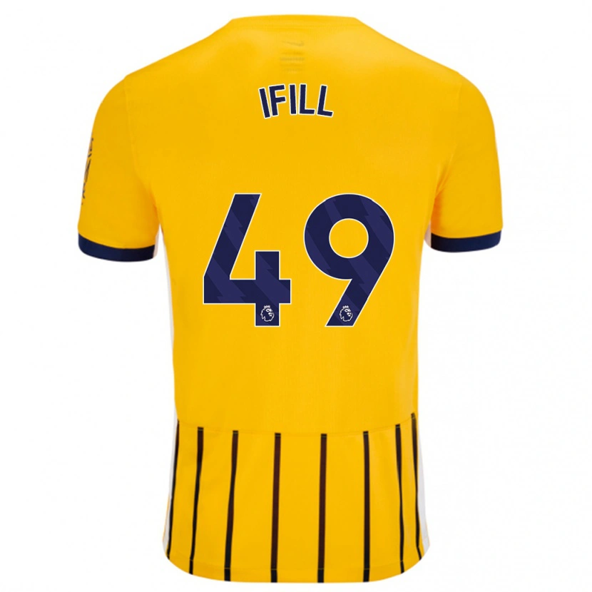 Danxen Kvinder Marcus Ifill #49 Guldblå ​​Nålestriber Udebane Spillertrøjer 2024/25 Trøje T-Shirt