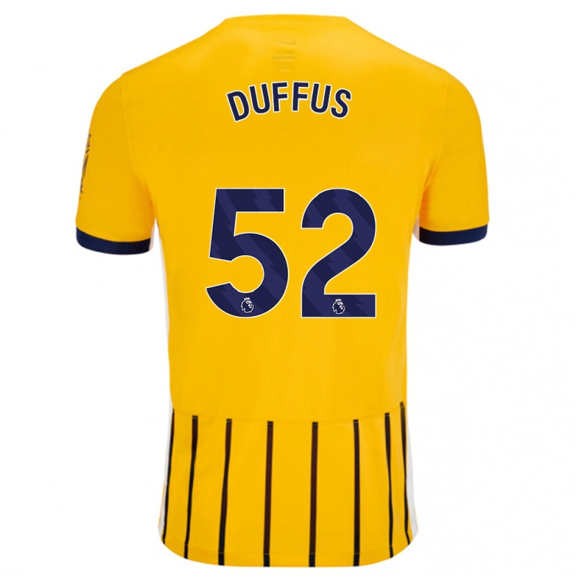 Danxen Kvinder Josh Duffus #52 Guldblå ​​Nålestriber Udebane Spillertrøjer 2024/25 Trøje T-Shirt