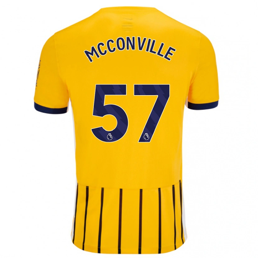 Danxen Kvinder Ruairi Mcconville #57 Guldblå ​​Nålestriber Udebane Spillertrøjer 2024/25 Trøje T-Shirt