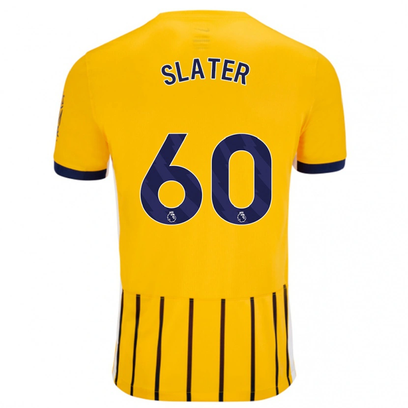 Danxen Kvinder Jacob Slater #60 Guldblå ​​Nålestriber Udebane Spillertrøjer 2024/25 Trøje T-Shirt