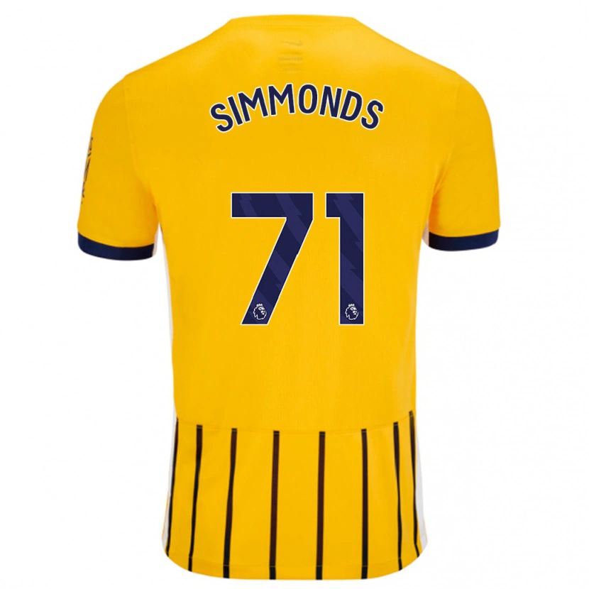 Danxen Kvinder Freddie Simmonds #71 Guldblå ​​Nålestriber Udebane Spillertrøjer 2024/25 Trøje T-Shirt