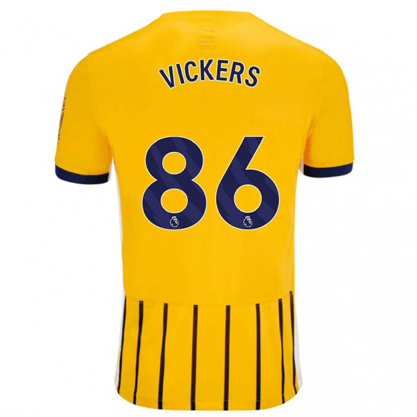 Danxen Kvinder Jacob Vickers #86 Guldblå ​​Nålestriber Udebane Spillertrøjer 2024/25 Trøje T-Shirt