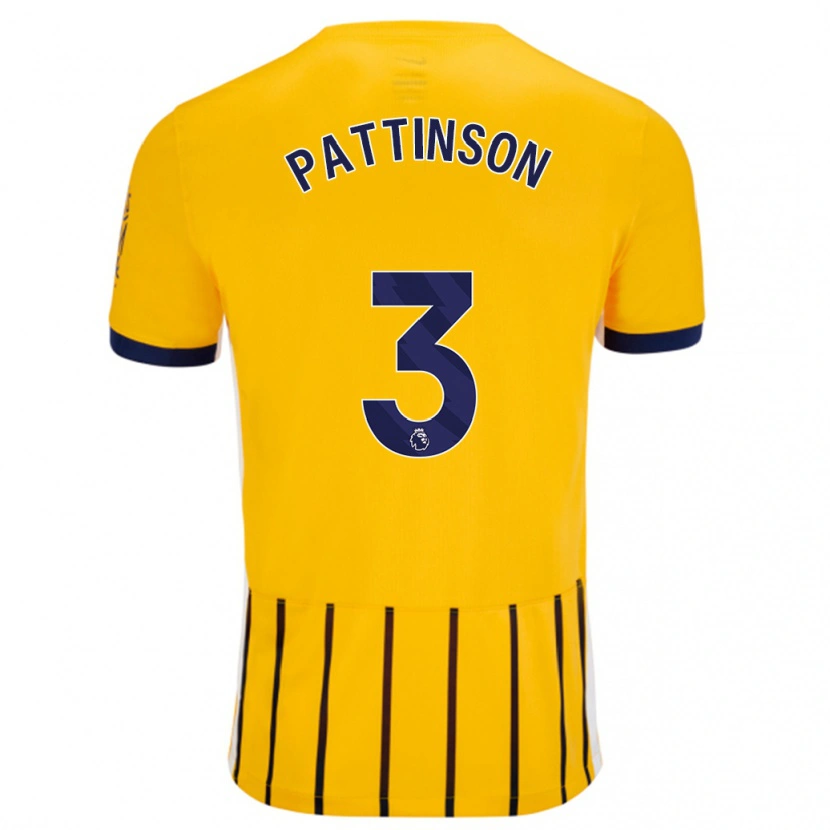 Danxen Kvinder Poppy Pattinson #3 Guldblå ​​Nålestriber Udebane Spillertrøjer 2024/25 Trøje T-Shirt