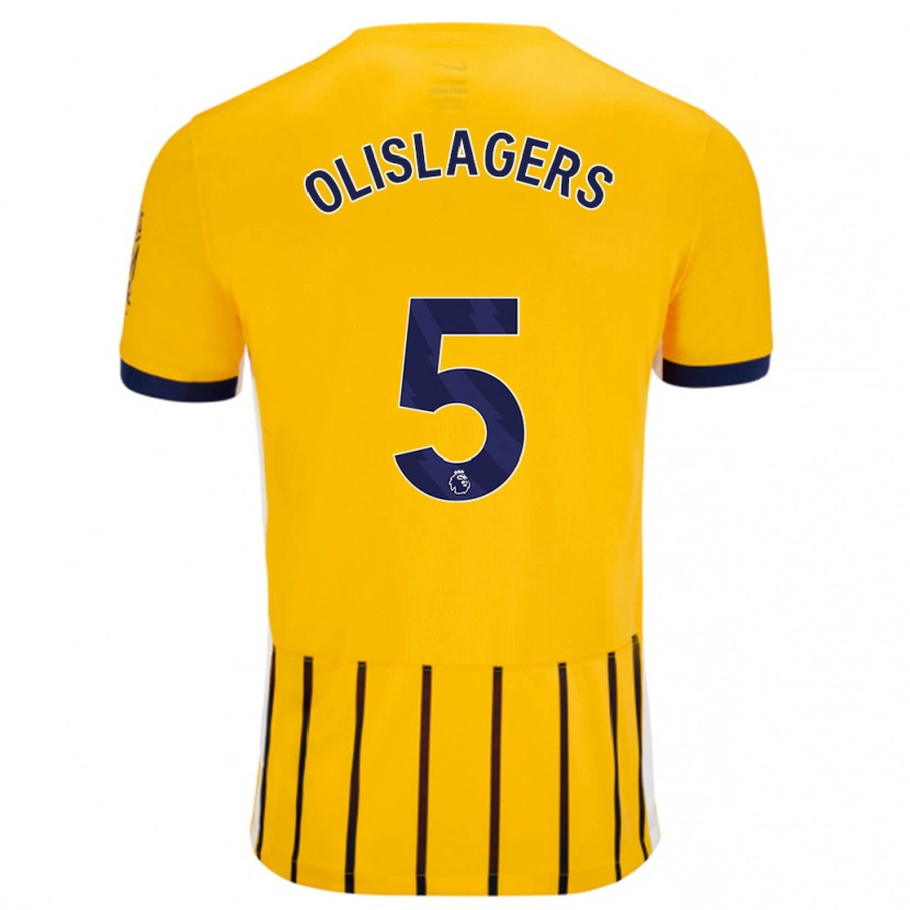 Danxen Kvinder Marisa Olislagers #5 Guldblå ​​Nålestriber Udebane Spillertrøjer 2024/25 Trøje T-Shirt