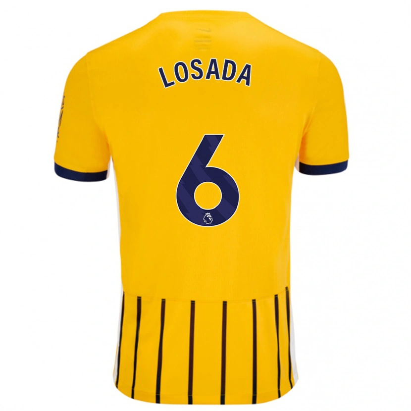 Danxen Kvinder Vicky Losada #6 Guldblå ​​Nålestriber Udebane Spillertrøjer 2024/25 Trøje T-Shirt