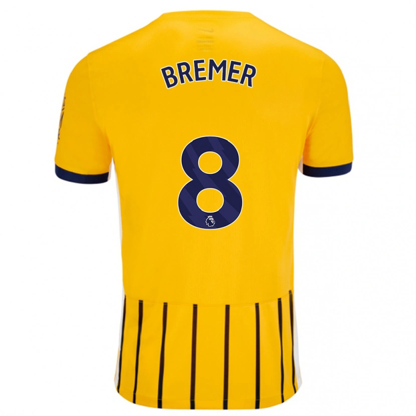 Danxen Kvinder Pauline Bremer #8 Guldblå ​​Nålestriber Udebane Spillertrøjer 2024/25 Trøje T-Shirt