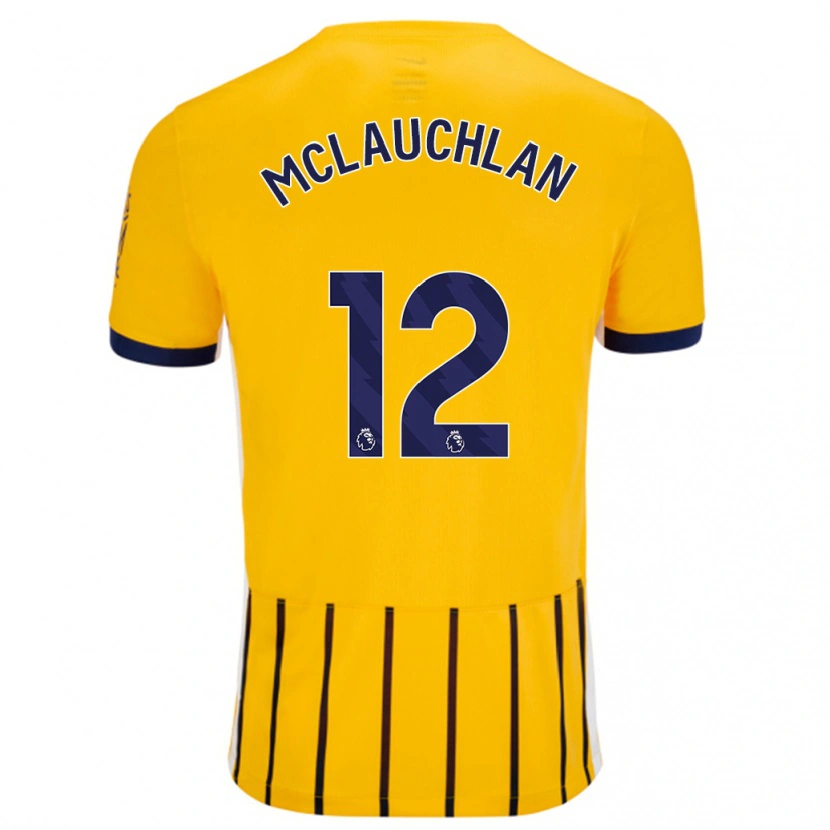 Danxen Kvinder Rachel Mclauchlan #12 Guldblå ​​Nålestriber Udebane Spillertrøjer 2024/25 Trøje T-Shirt