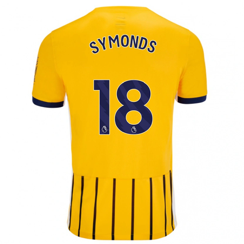 Danxen Kvinder Maisie Symonds #18 Guldblå ​​Nålestriber Udebane Spillertrøjer 2024/25 Trøje T-Shirt