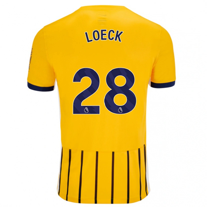 Danxen Kvinder Melina Loeck #28 Guldblå ​​Nålestriber Udebane Spillertrøjer 2024/25 Trøje T-Shirt