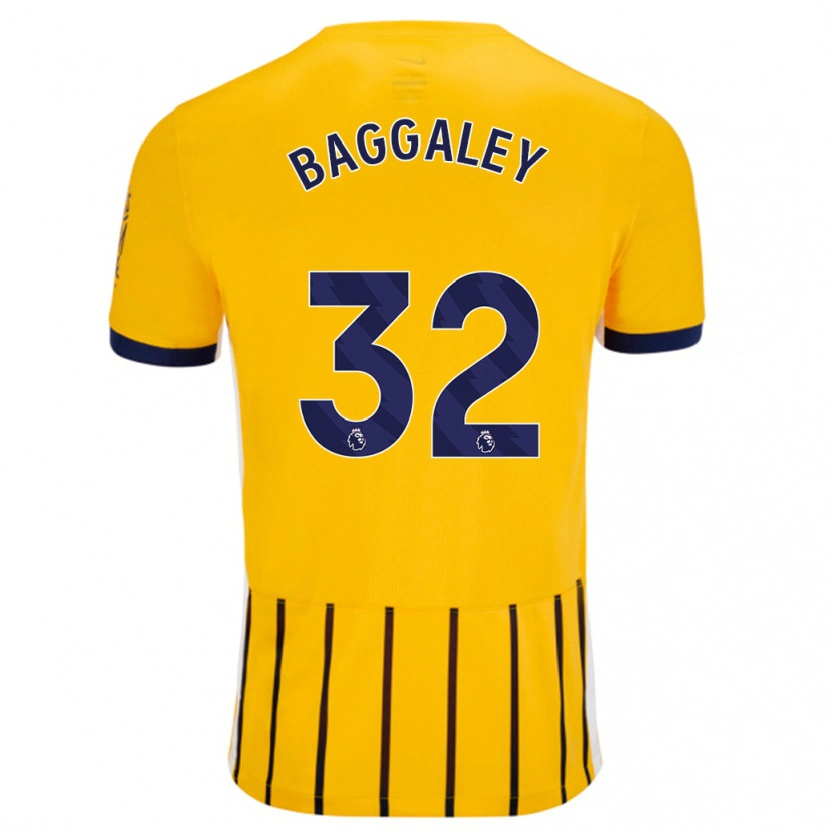 Danxen Kvinder Sophie Baggaley #32 Guldblå ​​Nålestriber Udebane Spillertrøjer 2024/25 Trøje T-Shirt