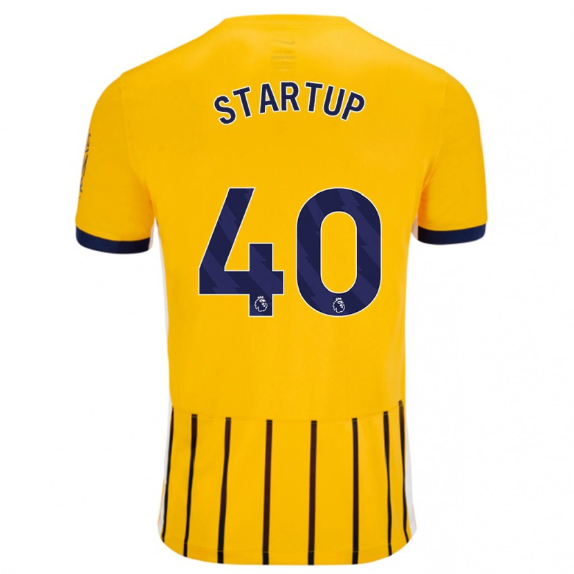 Danxen Kvinder Katie Startup #40 Guldblå ​​Nålestriber Udebane Spillertrøjer 2024/25 Trøje T-Shirt