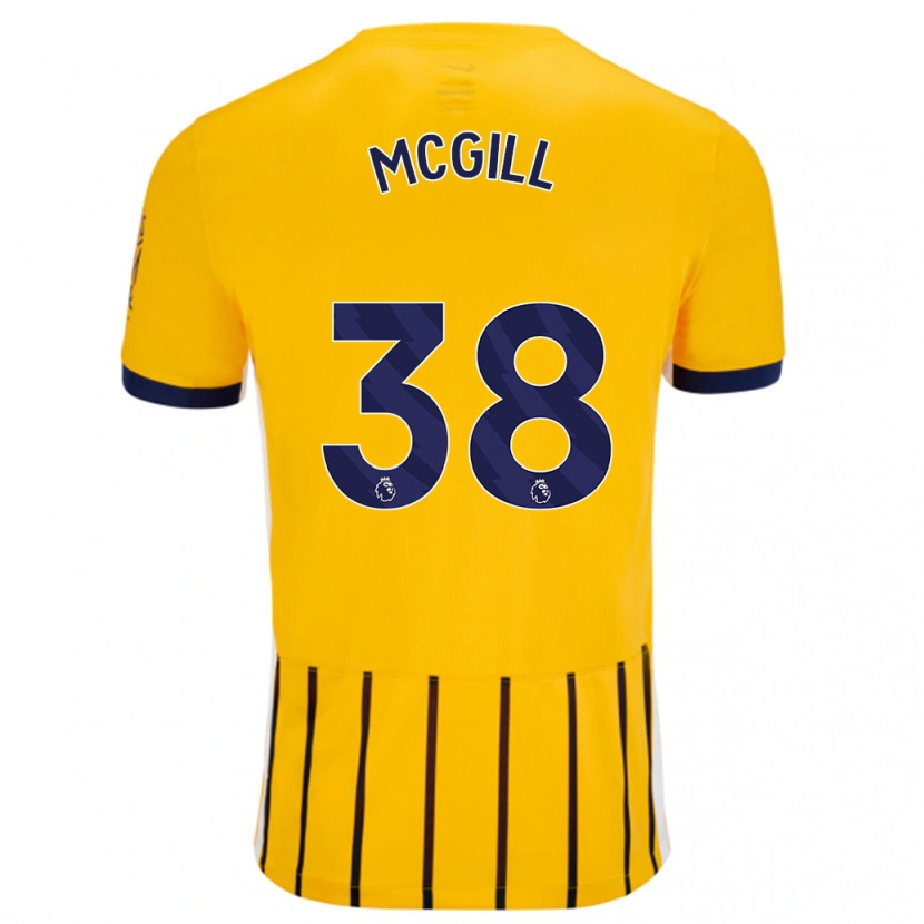 Danxen Kvinder Tom Mcgill #38 Guldblå ​​Nålestriber Udebane Spillertrøjer 2024/25 Trøje T-Shirt