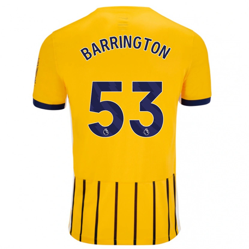 Danxen Kvinder Luca Barrington #53 Guldblå ​​Nålestriber Udebane Spillertrøjer 2024/25 Trøje T-Shirt