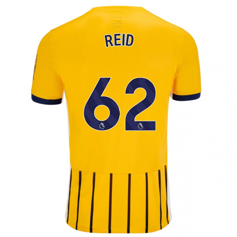 Danxen Kvinder Tommy Reid #62 Guldblå ​​Nålestriber Udebane Spillertrøjer 2024/25 Trøje T-Shirt