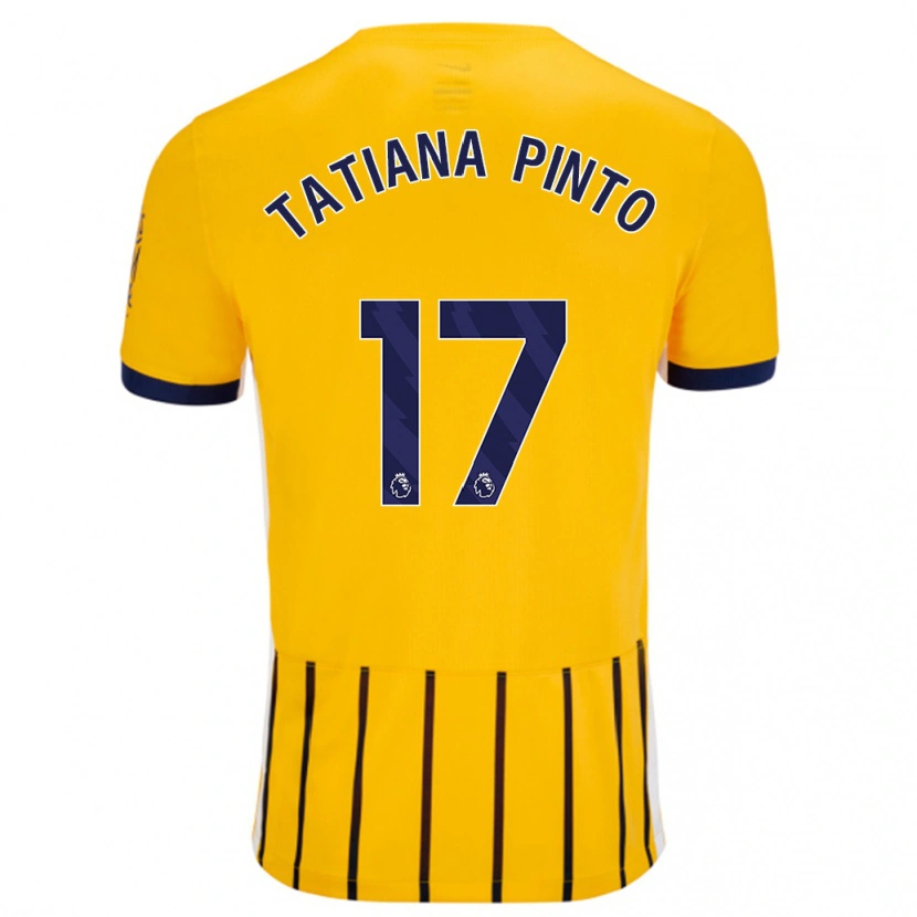 Danxen Kvinder Tatiana Vanessa Ferreira Pinto #17 Guldblå ​​Nålestriber Udebane Spillertrøjer 2024/25 Trøje T-Shirt