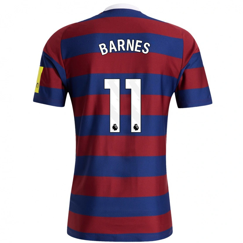 Danxen Kvinder Harvey Barnes #11 Bordeaux Marineblå Udebane Spillertrøjer 2024/25 Trøje T-Shirt