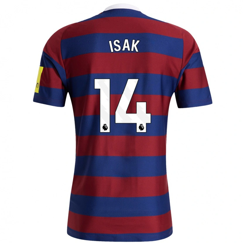 Danxen Kvinder Alexander Isak #14 Bordeaux Marineblå Udebane Spillertrøjer 2024/25 Trøje T-Shirt