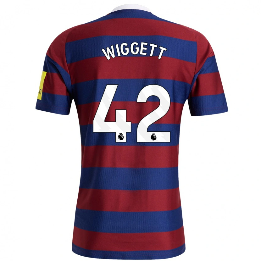 Danxen Kvinder Charlie Wiggett #42 Bordeaux Marineblå Udebane Spillertrøjer 2024/25 Trøje T-Shirt