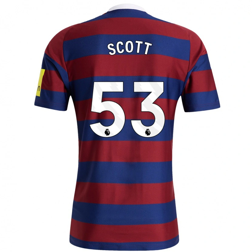 Danxen Kvinder Joshua Scott #53 Bordeaux Marineblå Udebane Spillertrøjer 2024/25 Trøje T-Shirt
