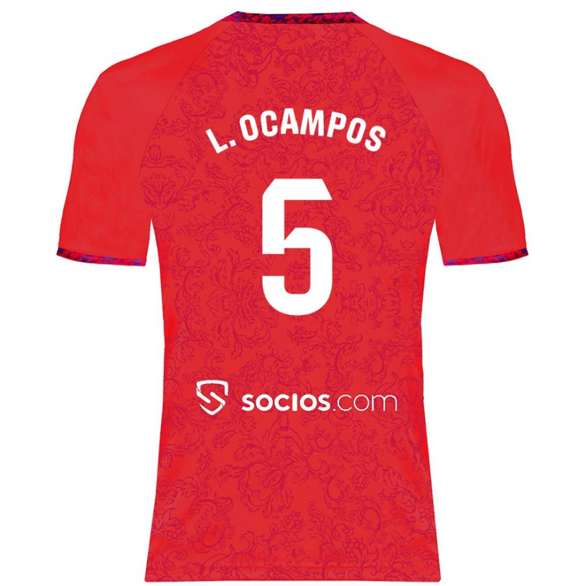 Danxen Kvinder Lucas Ocampos #5 Rød Udebane Spillertrøjer 2024/25 Trøje T-Shirt