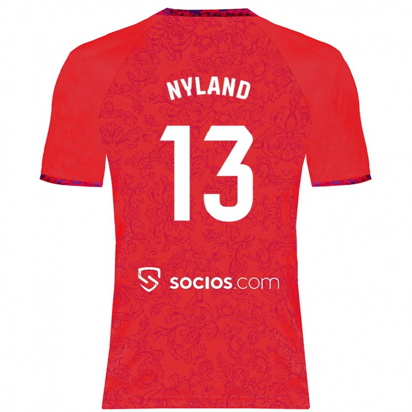 Danxen Kvinder Ørjan Nyland #13 Rød Udebane Spillertrøjer 2024/25 Trøje T-Shirt