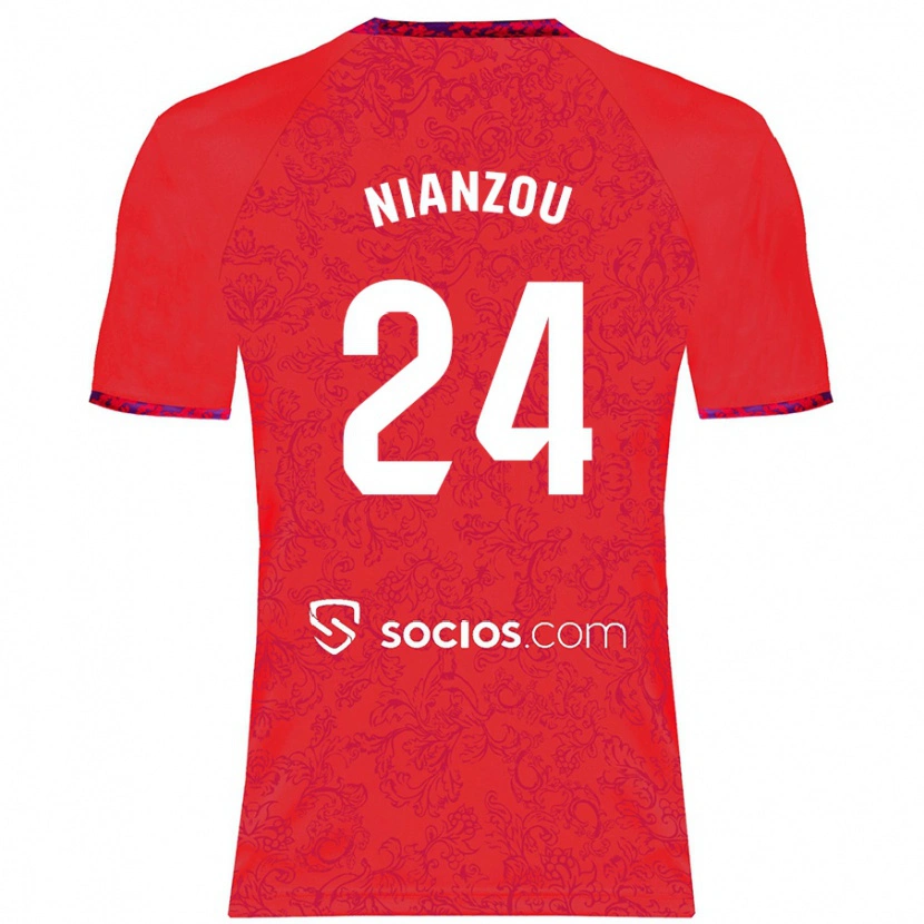 Danxen Kvinder Tanguy Nianzou #24 Rød Udebane Spillertrøjer 2024/25 Trøje T-Shirt