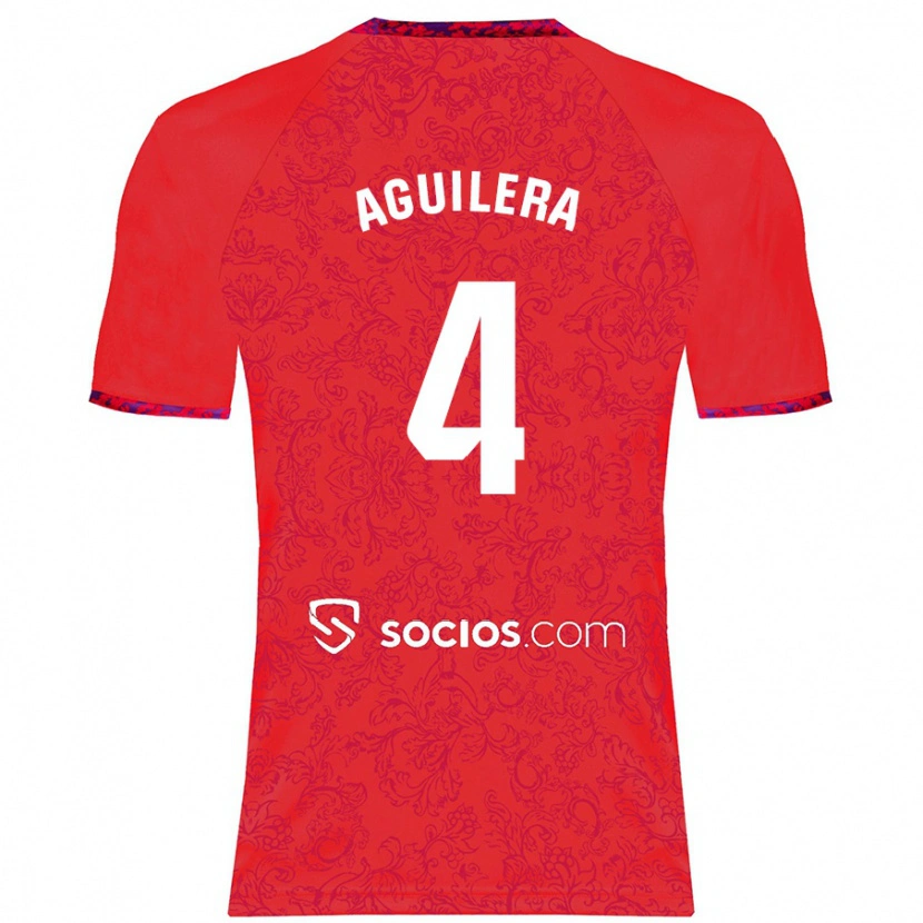 Danxen Kvinder Juanan Aguilera #4 Rød Udebane Spillertrøjer 2024/25 Trøje T-Shirt