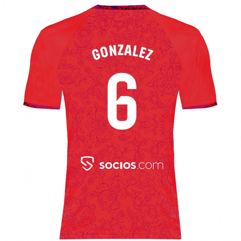 Danxen Kvinder Pamela González #6 Rød Udebane Spillertrøjer 2024/25 Trøje T-Shirt