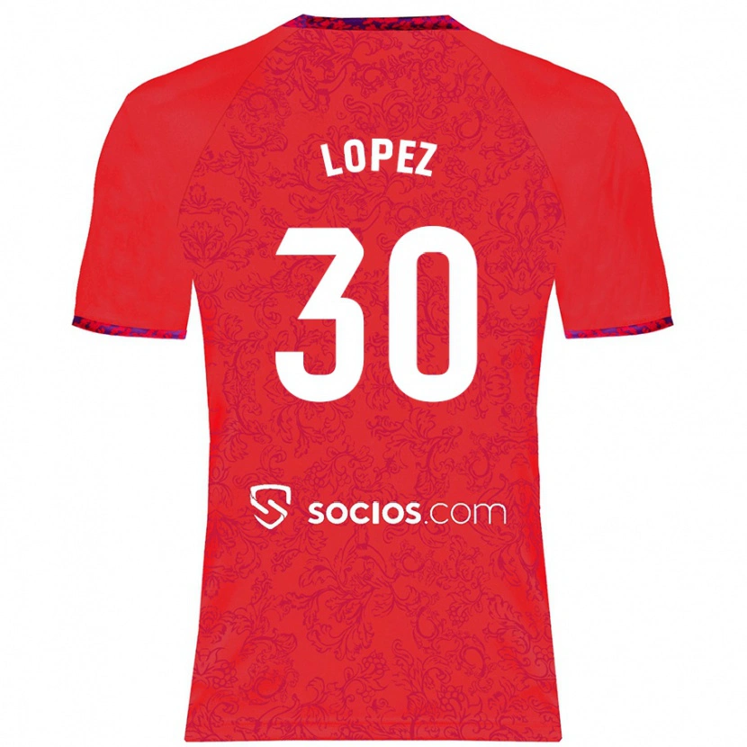 Danxen Kvinder Alba López #30 Rød Udebane Spillertrøjer 2024/25 Trøje T-Shirt