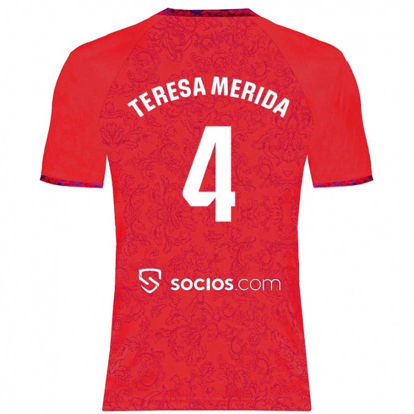 Danxen Kvinder Teresa Merida #4 Rød Udebane Spillertrøjer 2024/25 Trøje T-Shirt