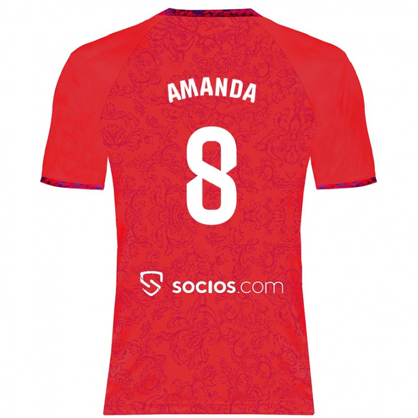 Danxen Kvinder Amanda Sampedro Bustos #8 Rød Udebane Spillertrøjer 2024/25 Trøje T-Shirt