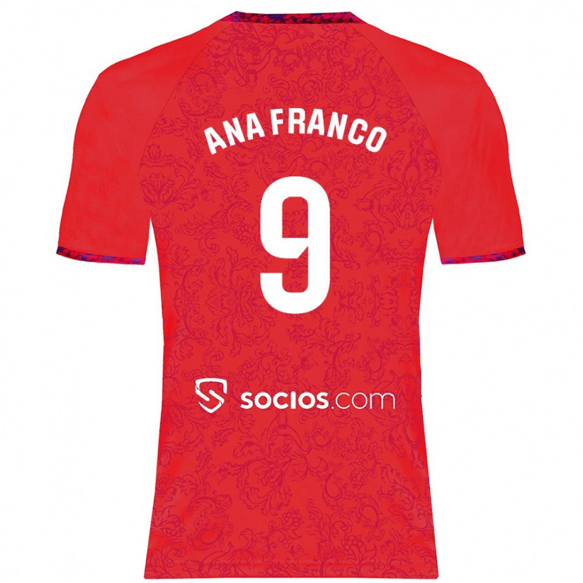 Danxen Kvinder Ana Franco De La Vega #9 Rød Udebane Spillertrøjer 2024/25 Trøje T-Shirt