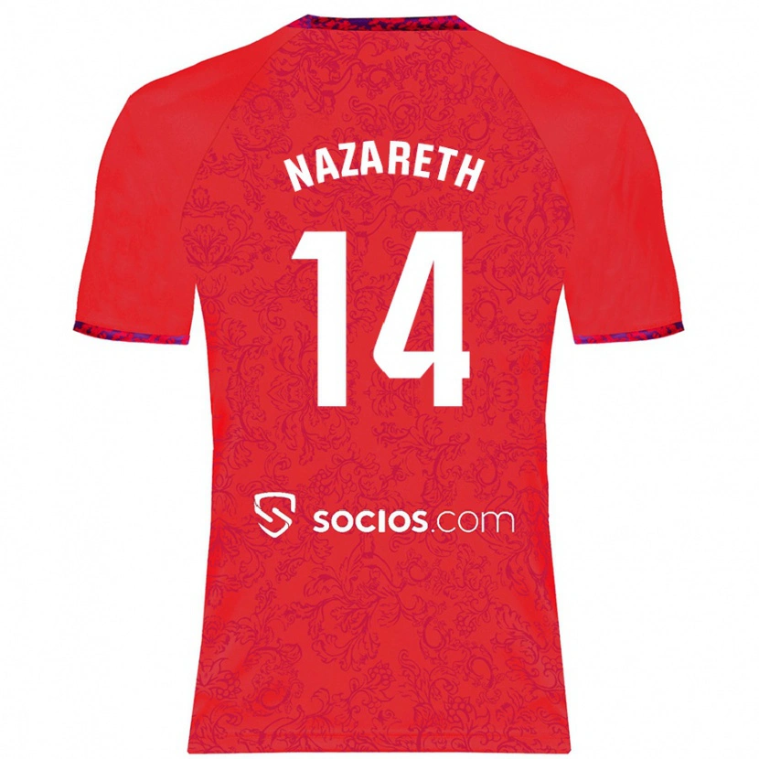 Danxen Kvinder Nazaret Martín #14 Rød Udebane Spillertrøjer 2024/25 Trøje T-Shirt