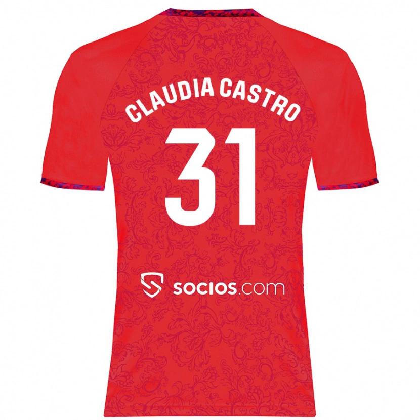 Danxen Kvinder Claudia Castro Romero #31 Rød Udebane Spillertrøjer 2024/25 Trøje T-Shirt