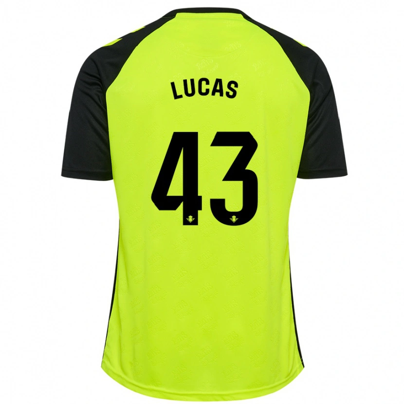 Danxen Kvinder Lucas Alcázar #43 Fluorescerende Gul Sort Udebane Spillertrøjer 2024/25 Trøje T-Shirt