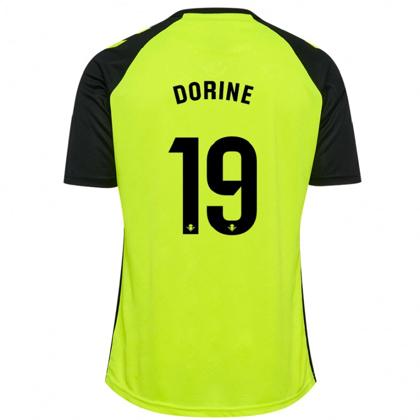 Danxen Kvinder Dorine Nina Chuigoue #19 Fluorescerende Gul Sort Udebane Spillertrøjer 2024/25 Trøje T-Shirt