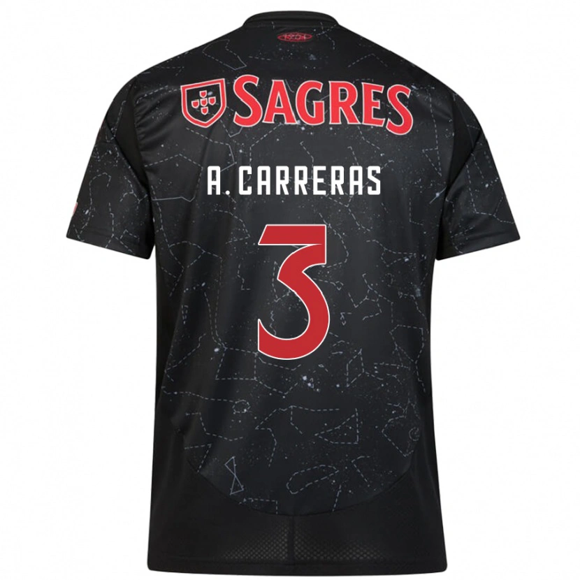 Danxen Kvinder Álvaro Carreras #3 Sort Rød Udebane Spillertrøjer 2024/25 Trøje T-Shirt