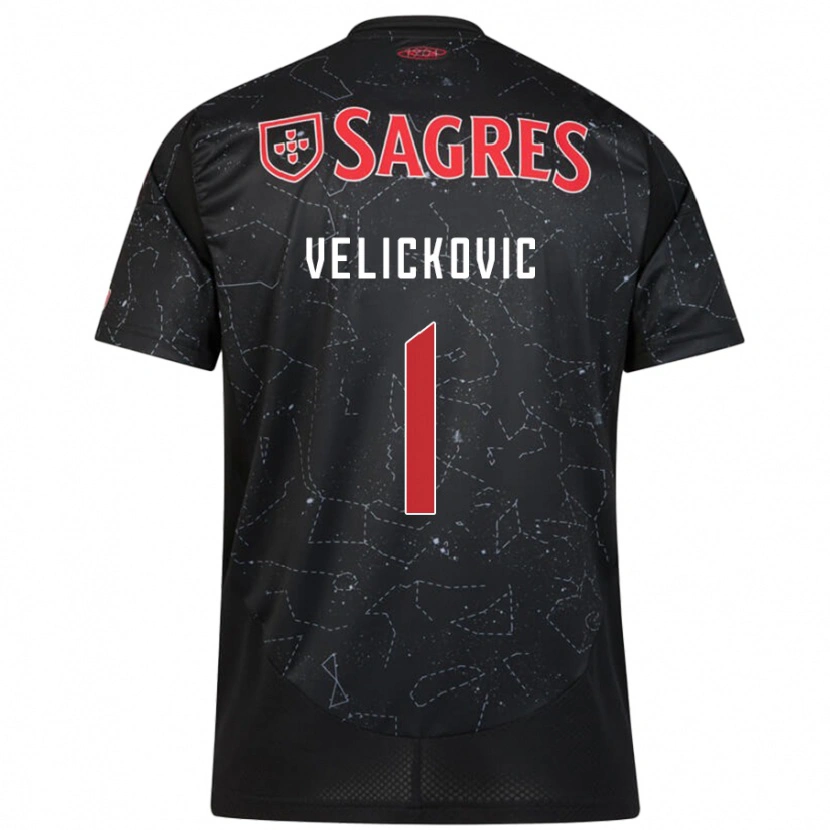 Danxen Kvinder Luka Velickovic #1 Sort Rød Udebane Spillertrøjer 2024/25 Trøje T-Shirt