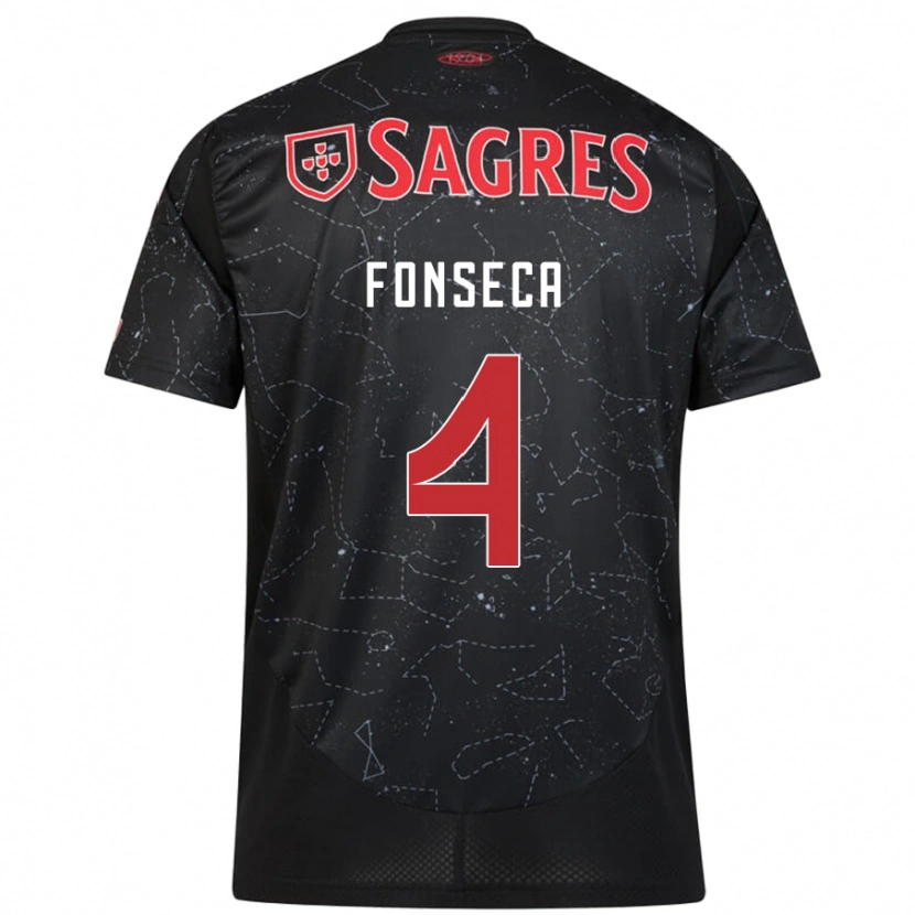 Danxen Kvinder João Fonseca #4 Sort Rød Udebane Spillertrøjer 2024/25 Trøje T-Shirt