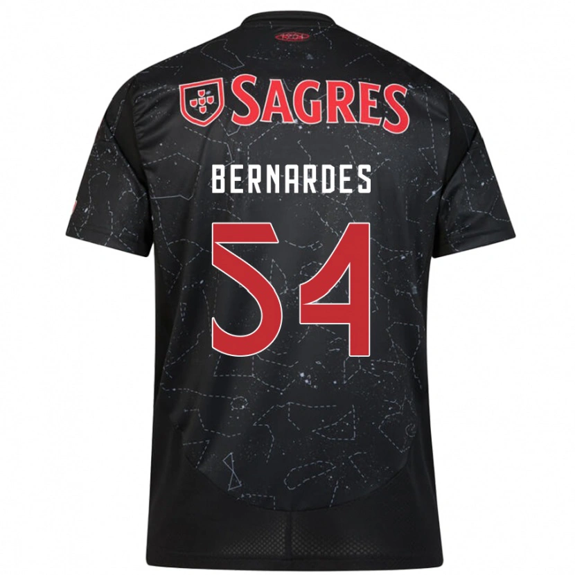 Danxen Kvinder Bernardes #54 Sort Rød Udebane Spillertrøjer 2024/25 Trøje T-Shirt