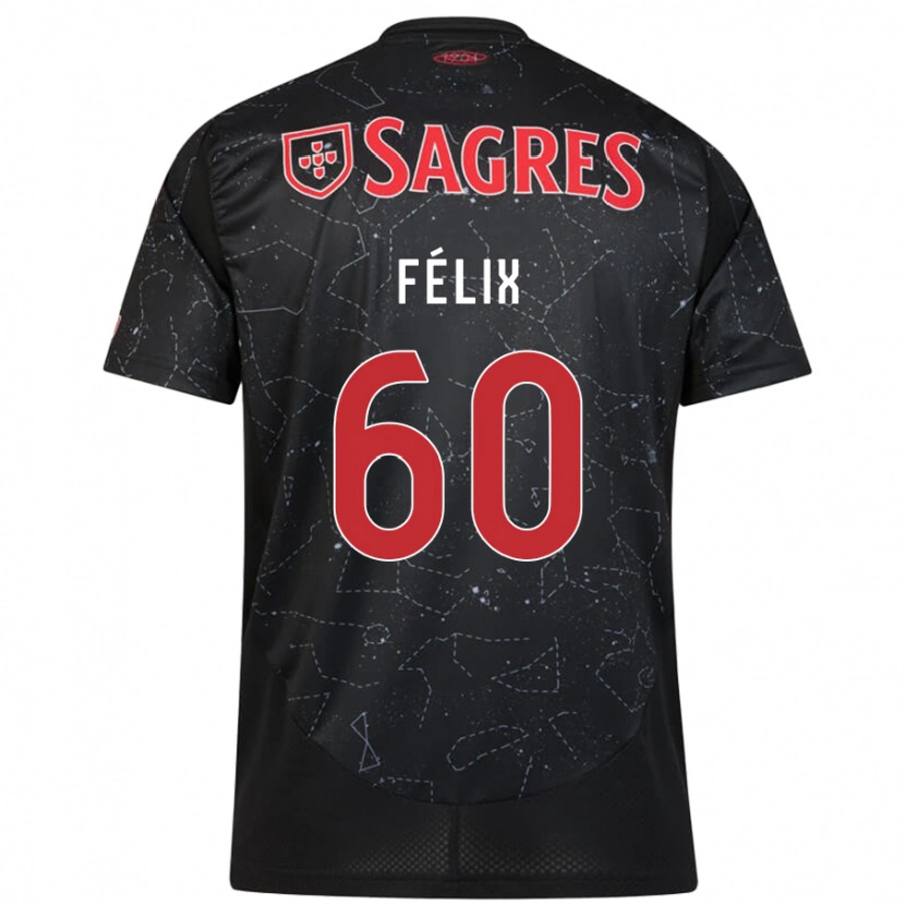 Danxen Kvinder Nuno Félix #60 Sort Rød Udebane Spillertrøjer 2024/25 Trøje T-Shirt