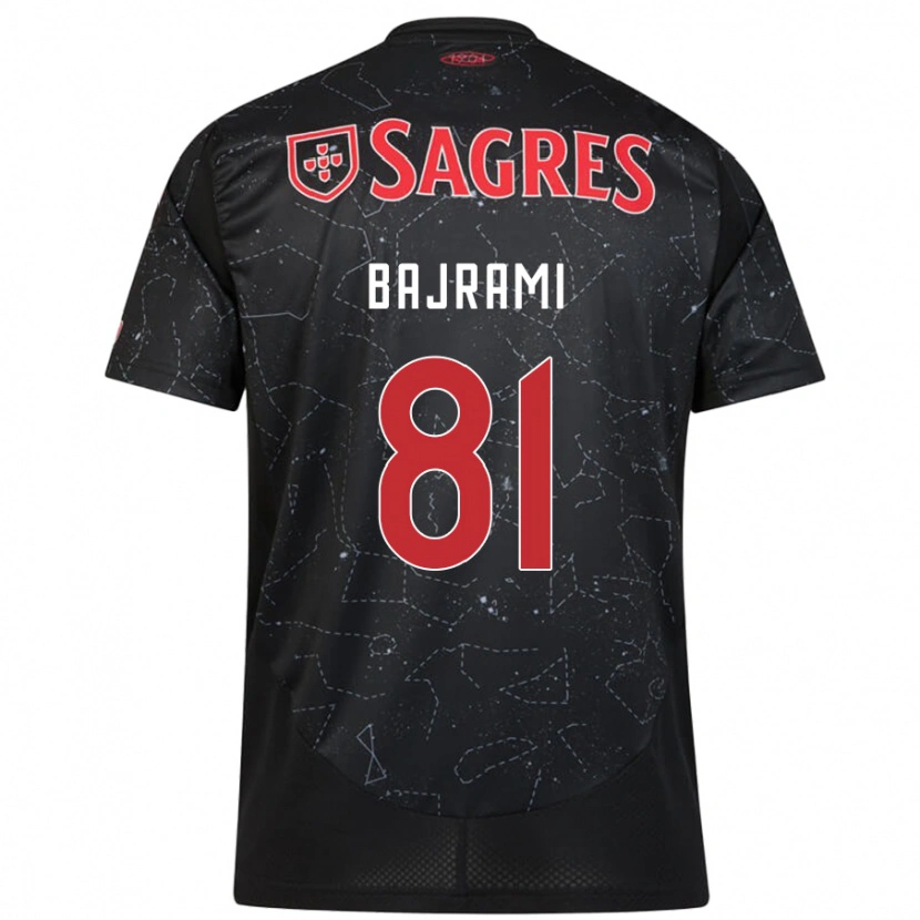 Danxen Kvinder Adrian Bajrami #81 Sort Rød Udebane Spillertrøjer 2024/25 Trøje T-Shirt