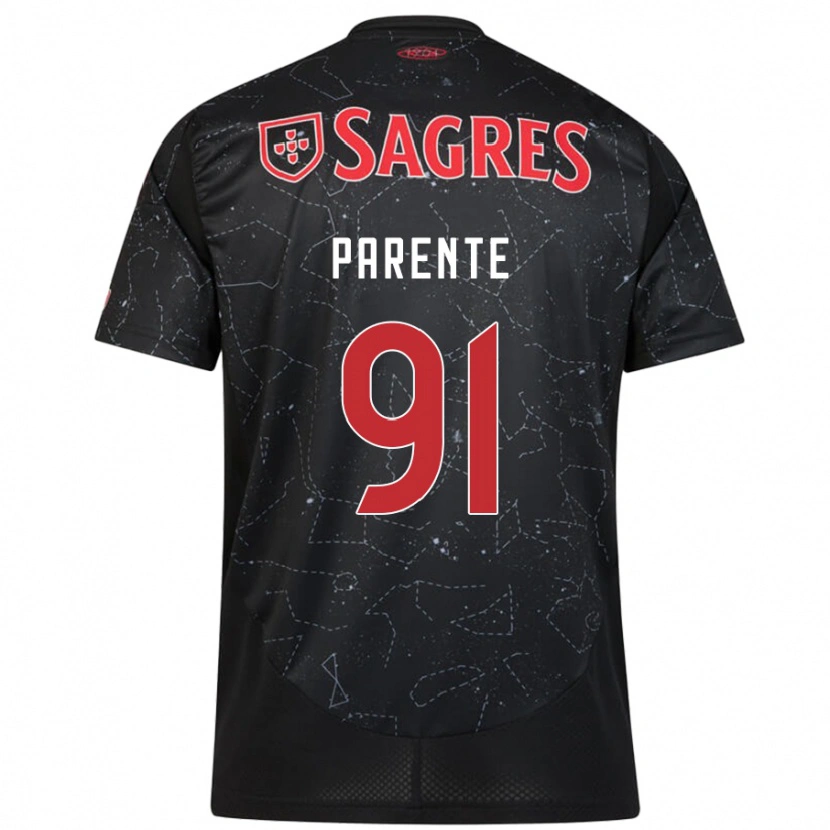 Danxen Kvinder Tiago Parente #91 Sort Rød Udebane Spillertrøjer 2024/25 Trøje T-Shirt