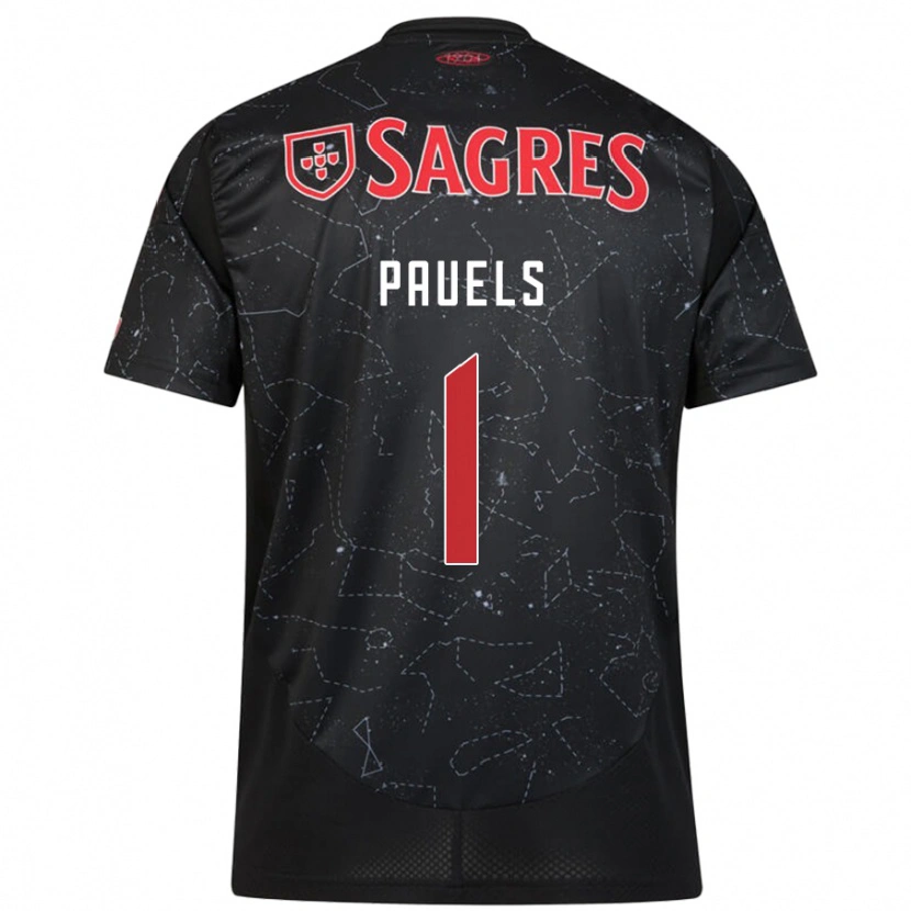 Danxen Kvinder Lena Pauels #1 Sort Rød Udebane Spillertrøjer 2024/25 Trøje T-Shirt