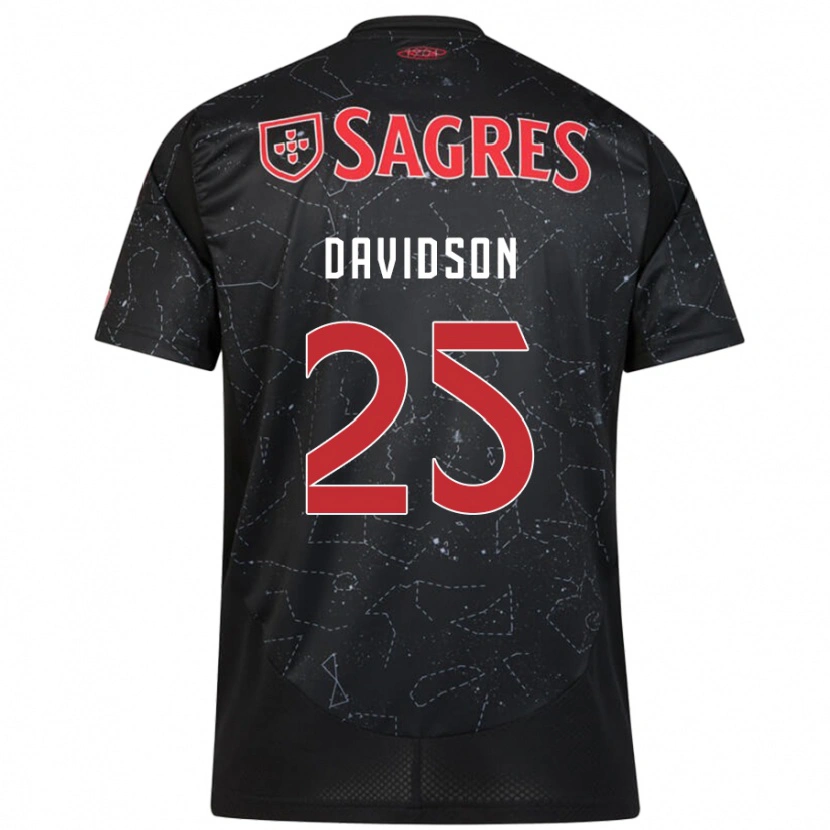 Danxen Kvinder Chandra Davidson #25 Sort Rød Udebane Spillertrøjer 2024/25 Trøje T-Shirt