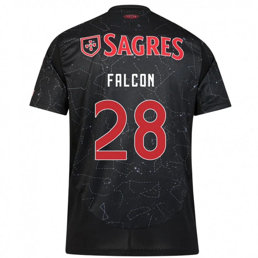 Danxen Kvinder Andrea Falcón #28 Sort Rød Udebane Spillertrøjer 2024/25 Trøje T-Shirt
