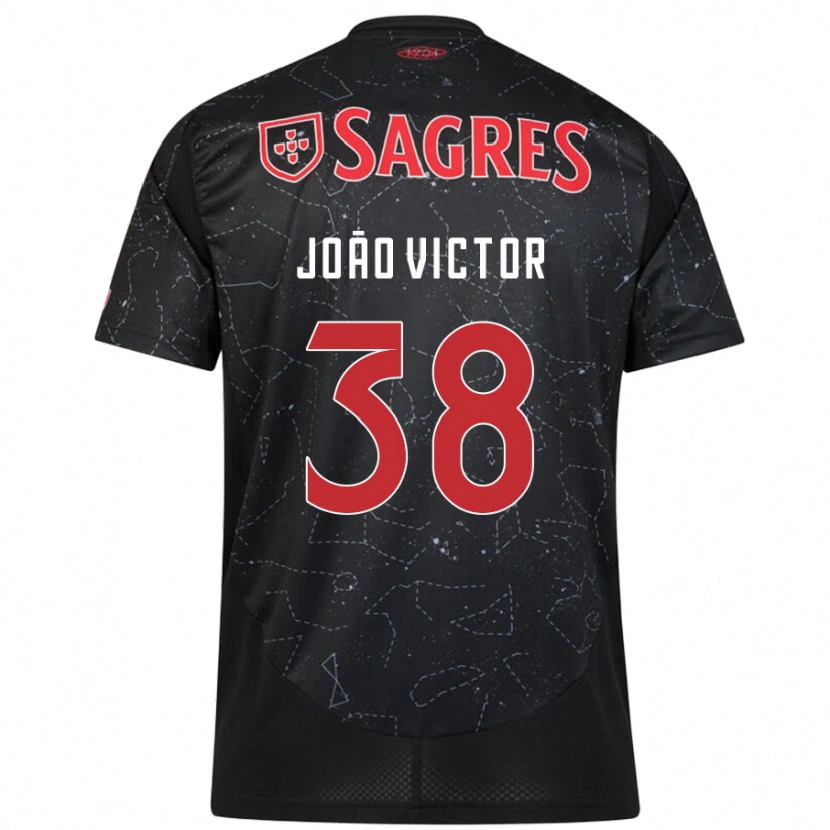 Danxen Kvinder João Victor #38 Sort Rød Udebane Spillertrøjer 2024/25 Trøje T-Shirt