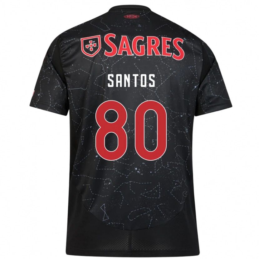 Danxen Kvinder Pedro Santos #80 Sort Rød Udebane Spillertrøjer 2024/25 Trøje T-Shirt