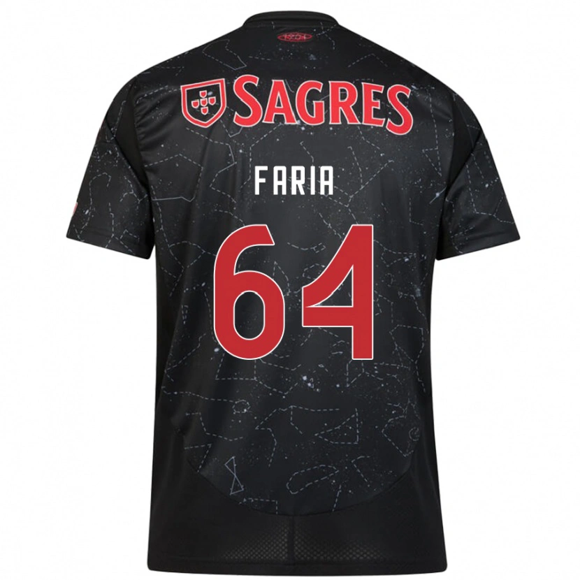 Danxen Kvinder Hugo Faria #64 Sort Rød Udebane Spillertrøjer 2024/25 Trøje T-Shirt